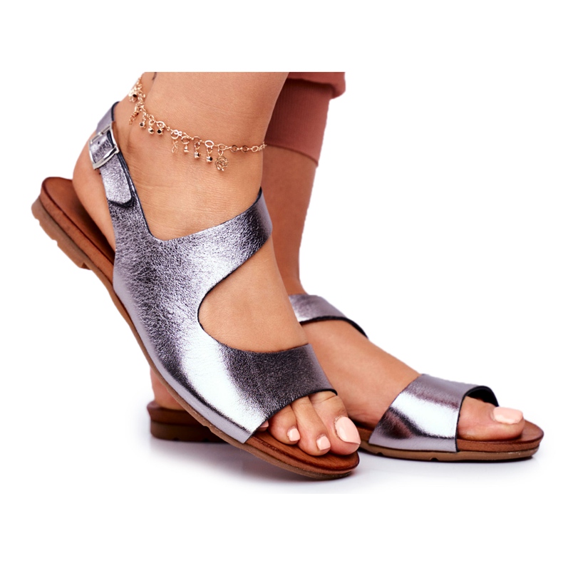 Sandales pour femmes Laura Messi 1116 Cuir Métallique Vollare multicolore gris