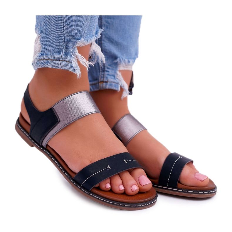 Sandales plates pour femmes Sergio Leone SK014 Noir Agrina le noir Sandales plates pour femmes Sergio Leone SK014 Noir Agrina le noir