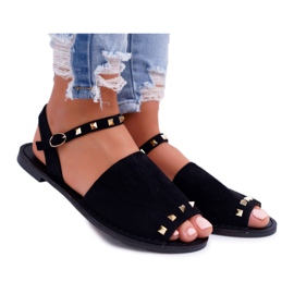 Sandales Femme Lu Boo Daim Noir Silena le noir