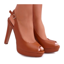 Moow Sandales À Talons Hauts Pour Femmes Camel Lorajn brun