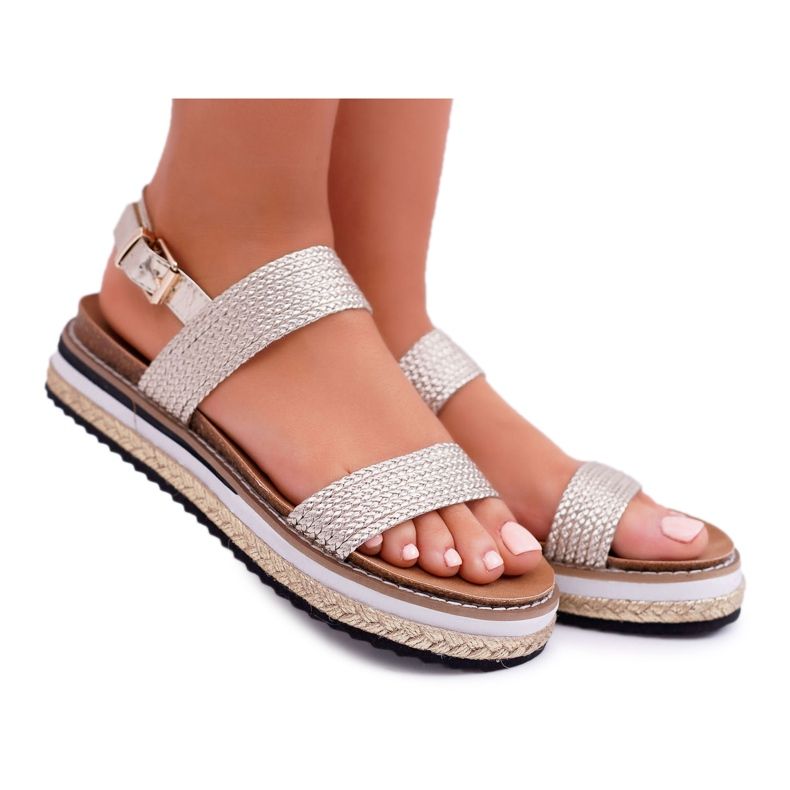 Moow Sandales pour femmes sur les espadrilles Golden Sarabel Platform d'or
