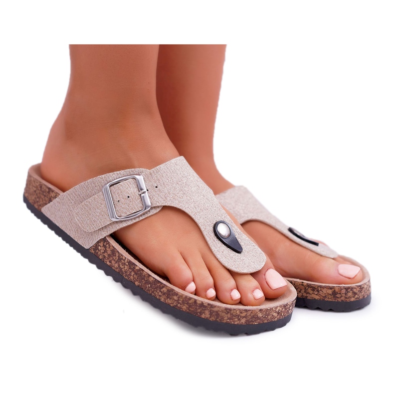 EVE Tongs Baisan or pour femmes multicolore jaune