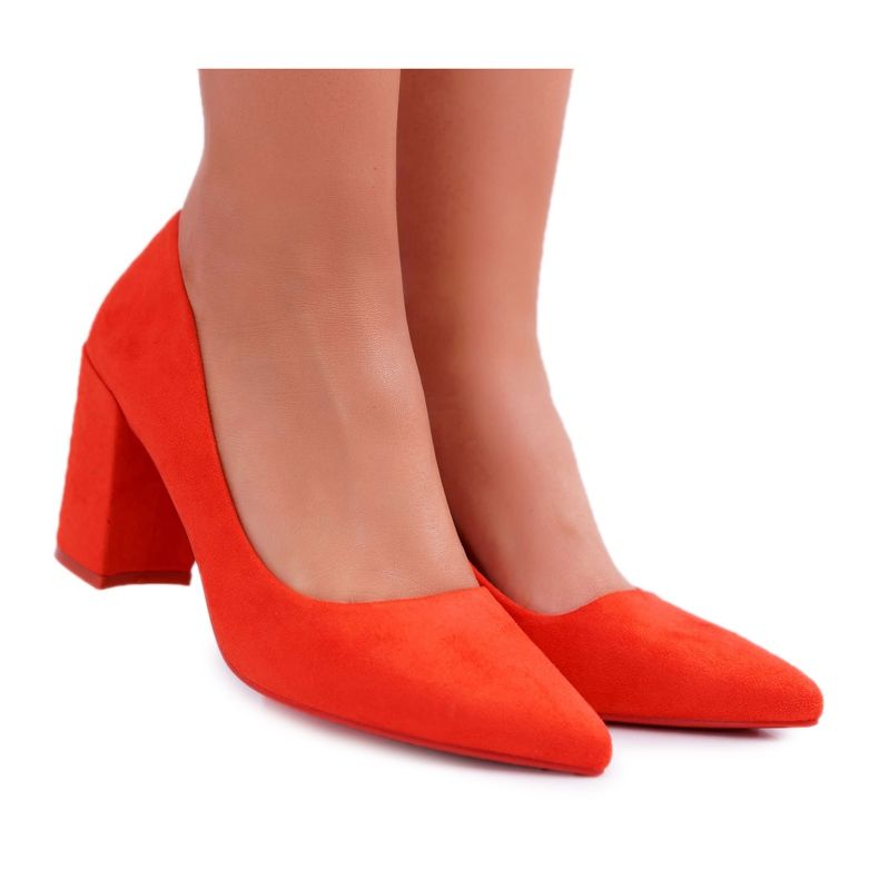 SEA Escarpins Femme À Talons En Daim Orange Neshka