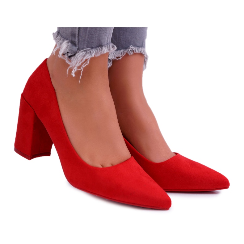 PS1 Escarpins Femme à Talons En Daim Rouge Neshka