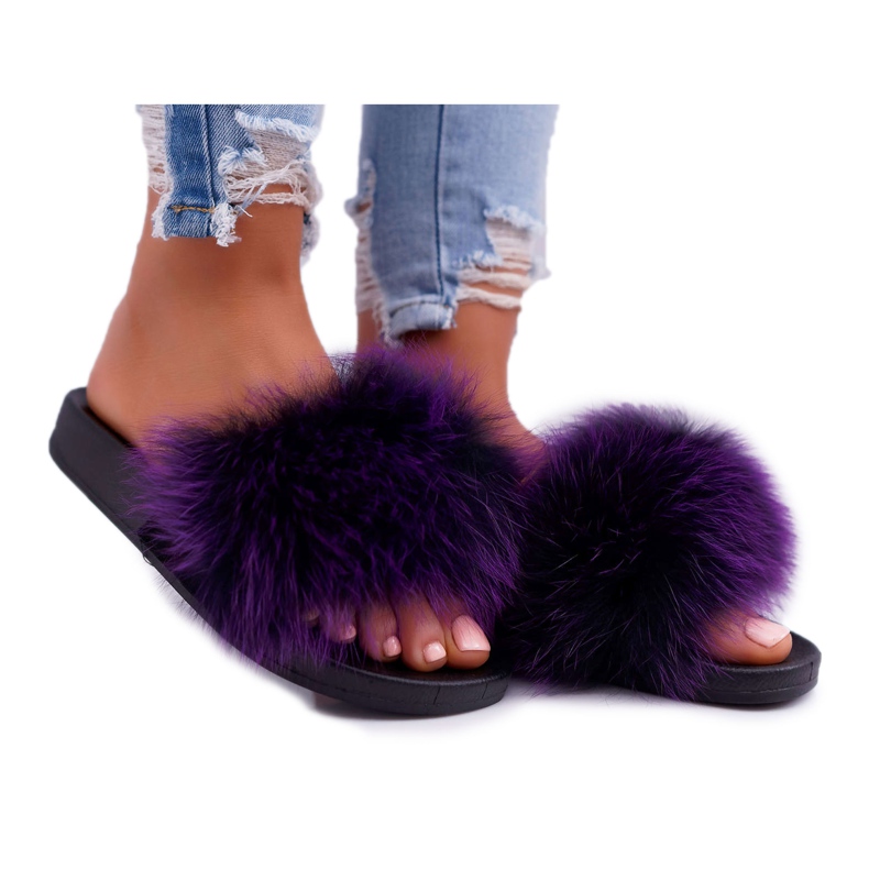 Chaussons Femme Fourrure Naturelle Violet Naturis Chaussons Femme Fourrure Naturelle Violet Naturis