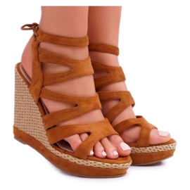FRERY Sandales Sur Compensées Pour Femmes A String Camel Liluena brun