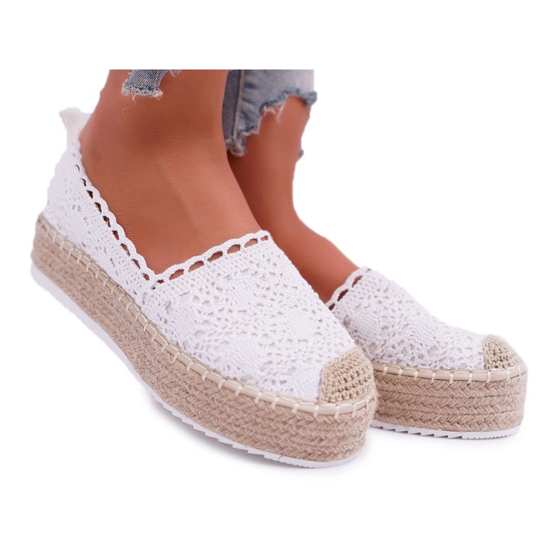 BUGO Espadrilles En Dentelle Pour Femmes Blanches Lovely Haven
