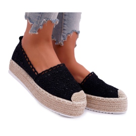 Espadrilles noires en dentelle pour femmes Lovely Haven le noir