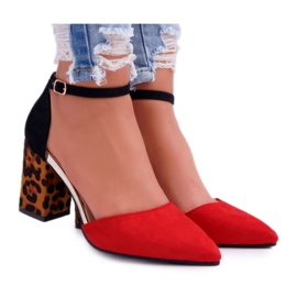 PS1 Escarpins Femme à Talons Léopard Rouge Ferri brun noir