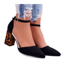 SEA Escarpins Femme à Talons Léopard Noir Ferri brun