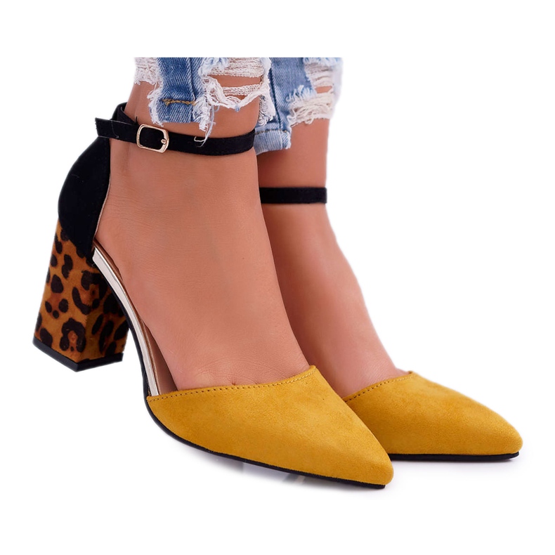 PS1 Escarpins Femme à Talons Léopard Jaune Ferri brun le noir multicolore