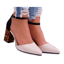 PS1 Escarpins à Talons Femme Léopard Beige Ferri noir multicolore