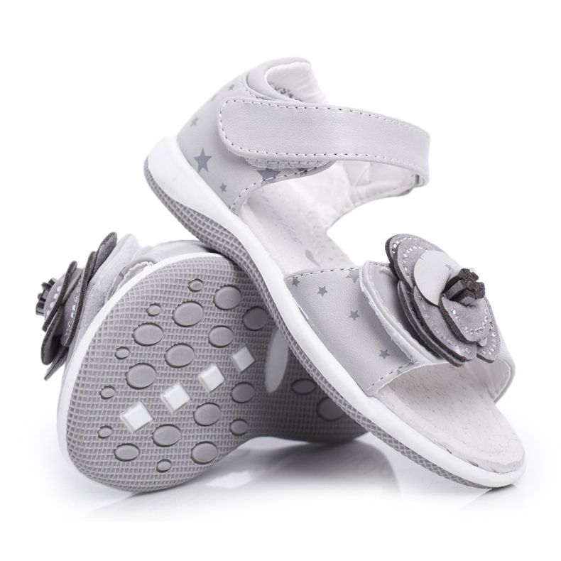 EVE Sandales Enfant Avec Velcro Fille Flamenco Gris