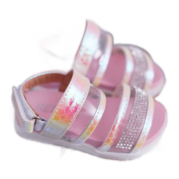 FRROCK Sandales pour enfants avec velcro pour filles Matylda rose