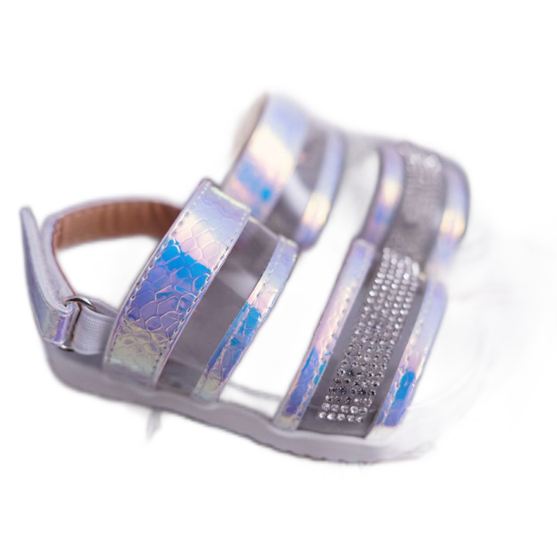 FRROCK Sandales Enfant Avec Velcro Fille Pétrole Blanc Matylda blanche multicolore