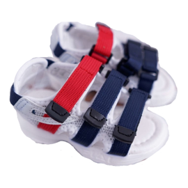 FRROCK Sandales Enfant Avec Velcro Fille Garçon Blanc Fima blanche rouge bleu marin