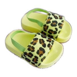 FRROCK Chaussons Enfant Fille Brocart Léopard Citron Vert Rimia multicolore