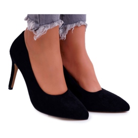 EVE Escarpins à talons aiguilles en daim noir Spitz Kiss Me le noir