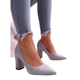 BUGO Escarpins à Talons Femme Daim Gris Clarina