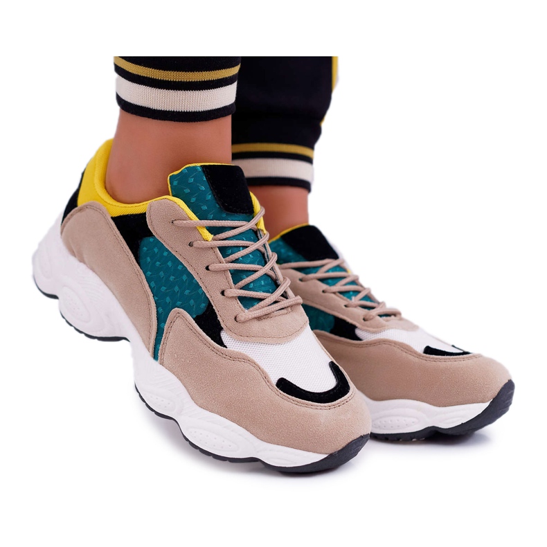 NFR Chaussures De Sport Femme Suède Vert Jaune Lollipop multicolore