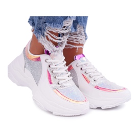 Chaussures de Sport Femme Semelle Épaisse Glitter Blanc Ranea gris