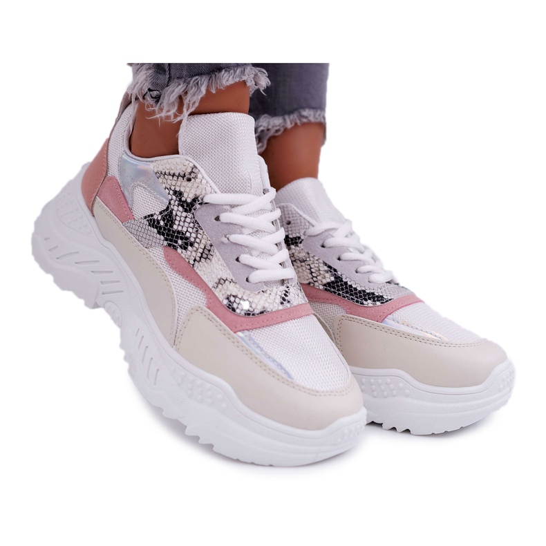 Chaussures Sport Femme Semelle Épaisse Serpent Blanc Sevana gris multicolore