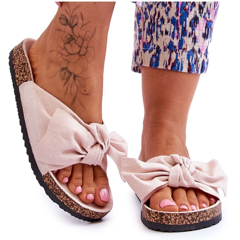 PS1 Chaussons Femme Beige Avec Nœud Wendy Cork PS1 Chaussons Femme Beige Avec Nœud Wendy Cork