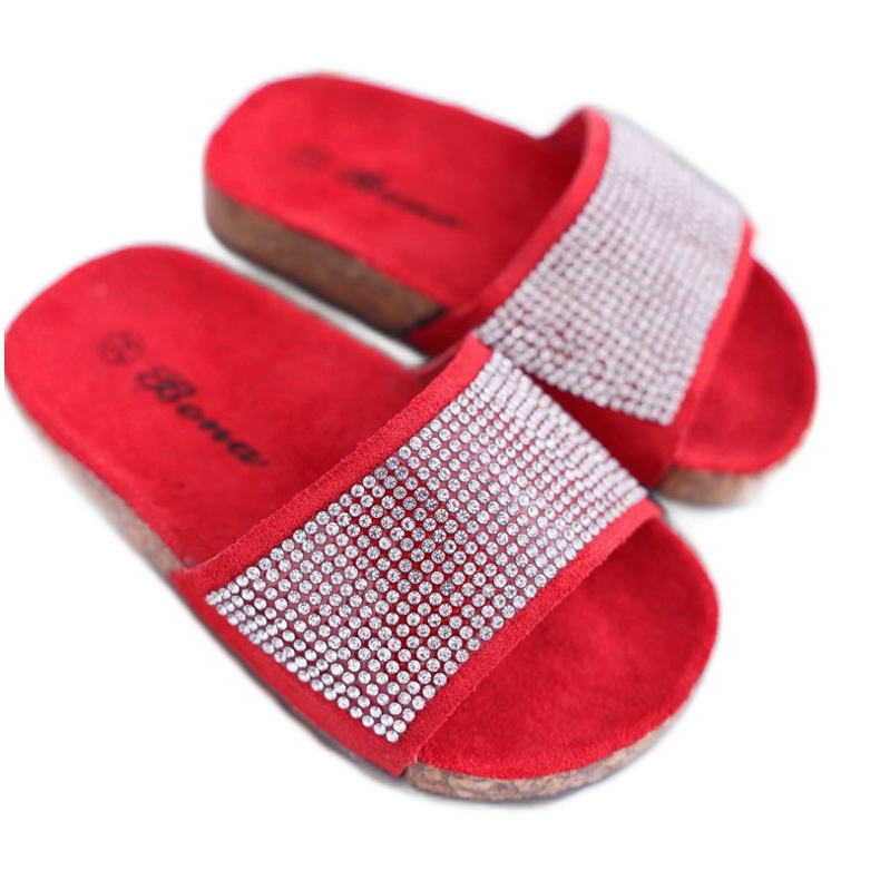 SEA Chaussons Enfants Rouges Sur Cristaux De Liège Malena