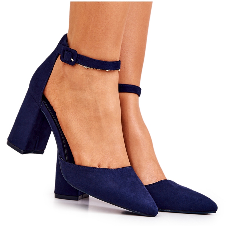 PS1 Escarpins à Talons Femme En Daim Bleu Marine Harye
