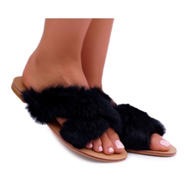 Chaussons Femme Avec Fourrure Lu Boo Noir Pimmer