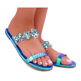 Chaussons Femme Lu Boo Elegant Avec Oxyde De Zirconium Bleu Elementary Chaussons Femme Lu Boo Elegant Avec Oxyde De Zirconium Bleu Elementary