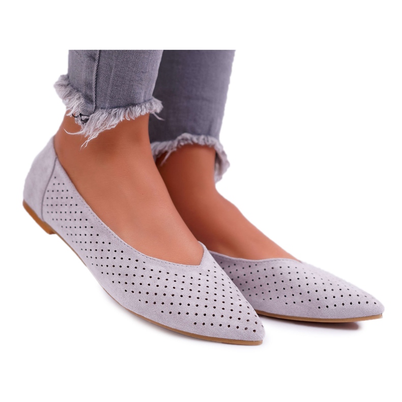 Ballerines Femme Lu Boo Ajouré Gris Dessert