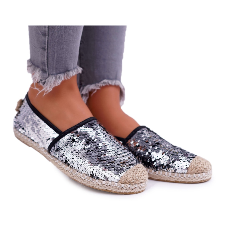Espadrilles Femme Lu Boo Paillettes Argent Destino gris Espadrilles Femme Lu Boo Paillettes Argent Destino gris