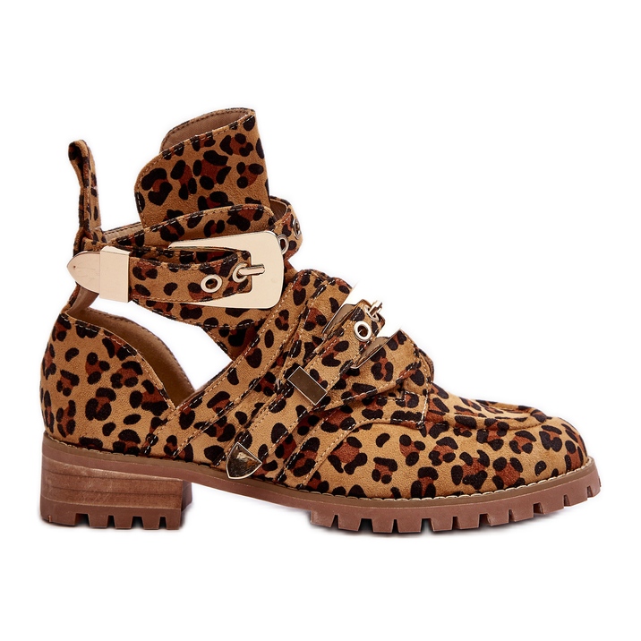 Lu Boo Bottes En Daim Avec Découpes Léopard Rock Girl brun