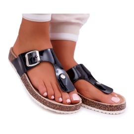 SEA Pantoufles Femme Tongs Sur Palette Noir Laqué Noir le noir