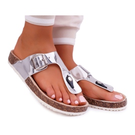 SEA Chaussons Femme Tongs Sur Bouchons, Palette Argent Laqué gris SEA Chaussons Femme Tongs Sur Bouchons, Palette Argent Laqué gris