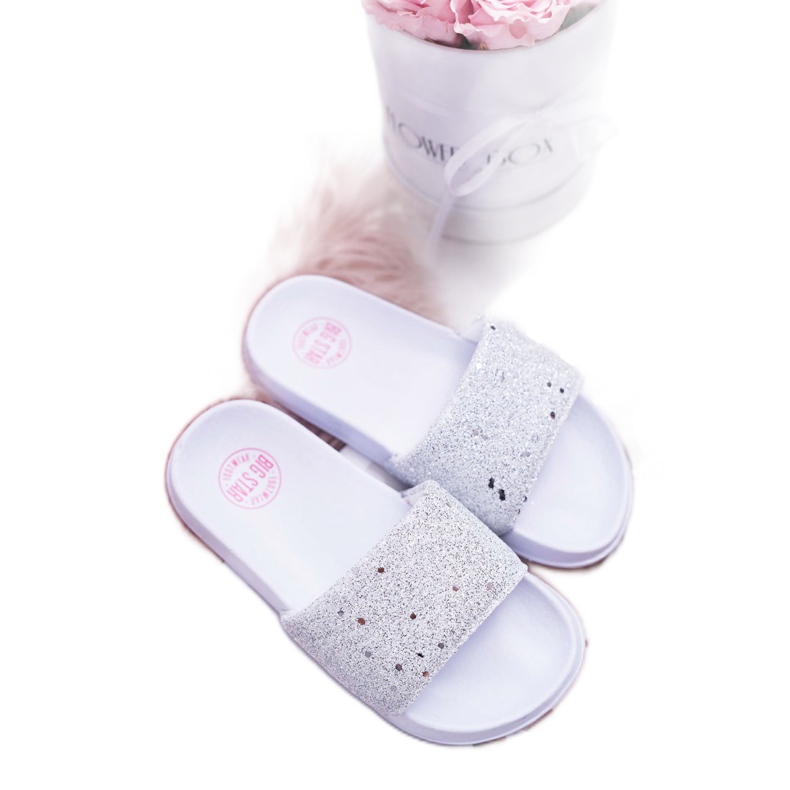 Sandales à paillettes blanches Big Star pour enfants et adolescents AA374086