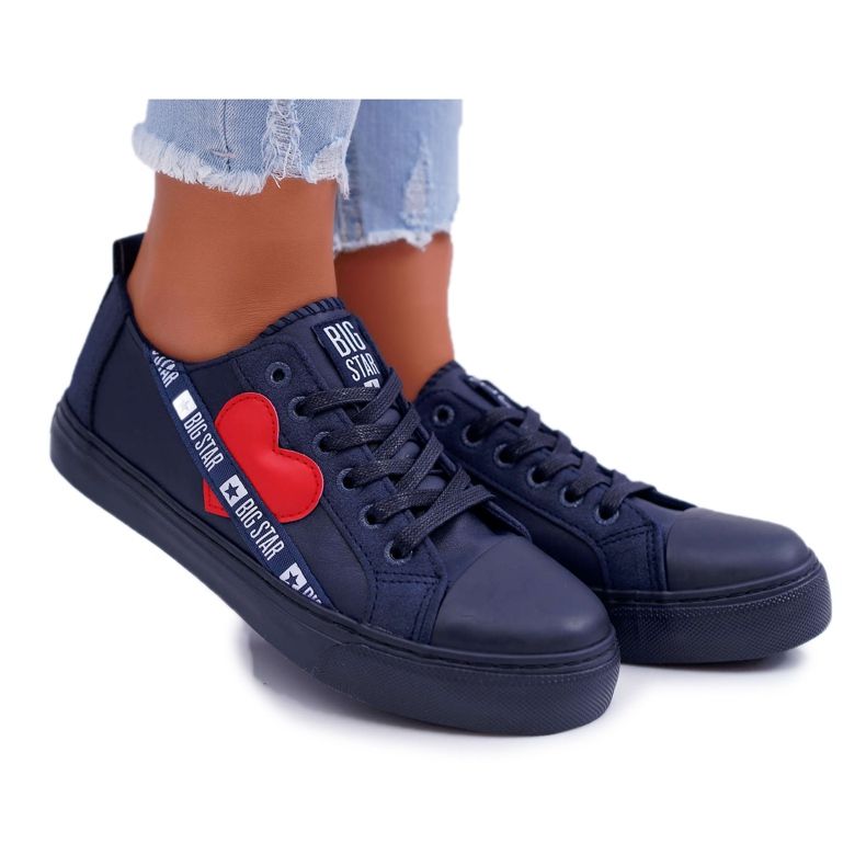 Baskets Femme Big Star Bleu Marine avec un coeur EE274258