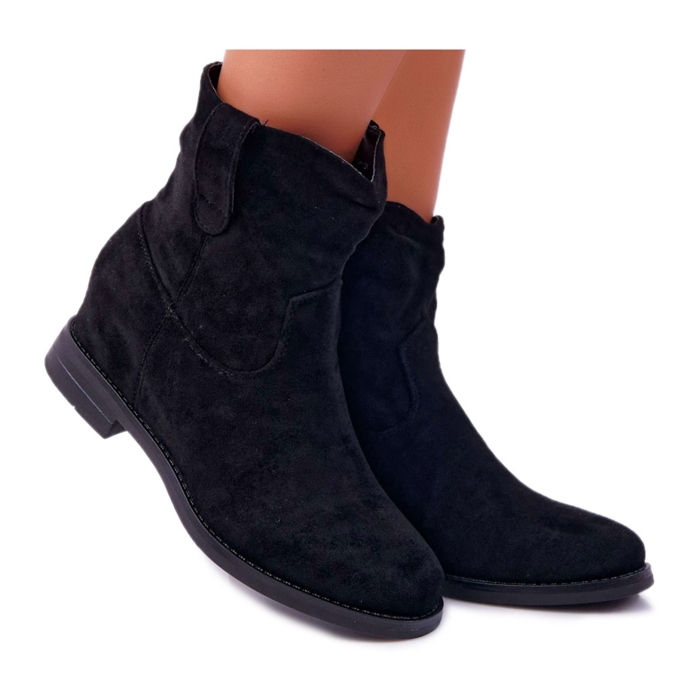 SEA Bottes pour femmes à talon plat compensées chaudes sur la cheville Demini noir le noir