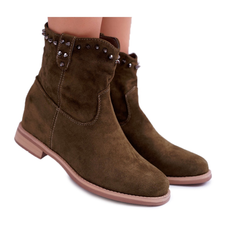SEA Bottes pour femmes à talon plat compensées chaudes sur la cheville Minis olive vert SEA Bottes pour femmes à talon plat compensées chaudes sur la cheville Minis olive vert