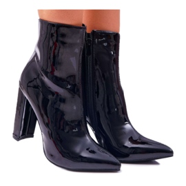 SEA Bottines Femme à Talons Laqués Noir Demens