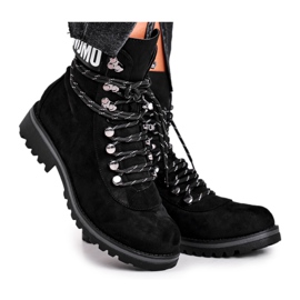 EVE Bottes pour femmes à talon plat avec fermeture éclair Noir Popsi le noir