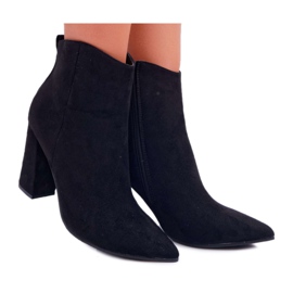 EVE Bottes à Talons Pour Femmes En Daim Spitz Noir Summe le noir