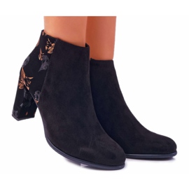 Bottes Pour Femmes À Talons Hauts Sergio Leone Avec Des Fleurs Dorées Folk Noir Eros2