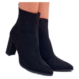 FRID Bottines Femme à Talon Avec Fermeture à Pointes En Daim Noir Ferol