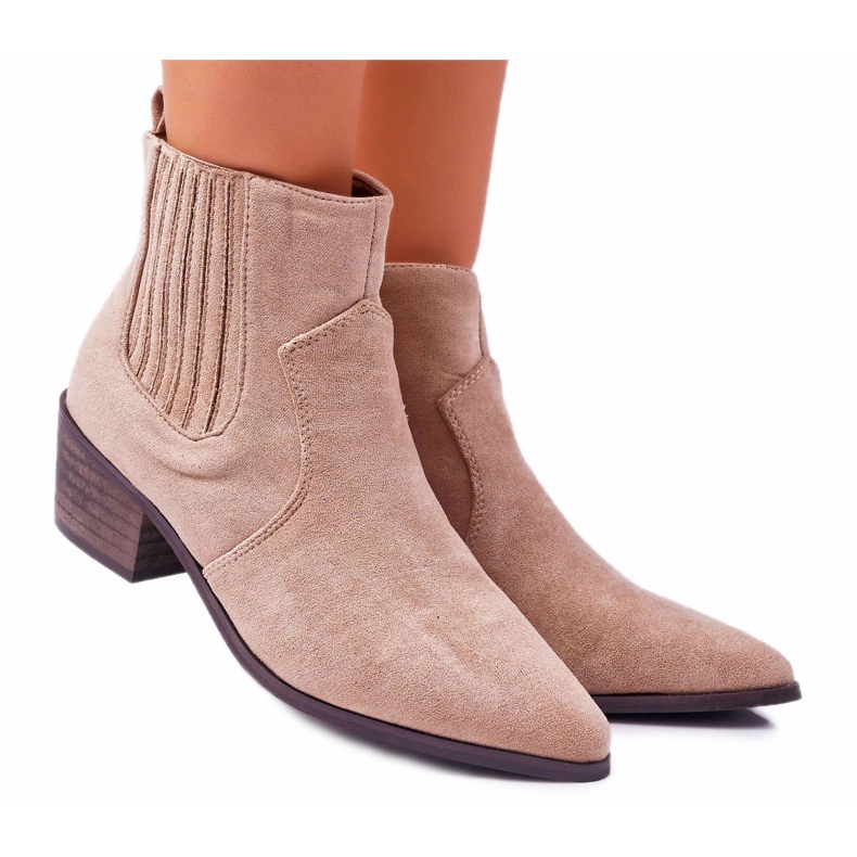 Bottines Femme à Talon Plat Beige Umberco Bottines Femme à Talon Plat Beige Umberco
