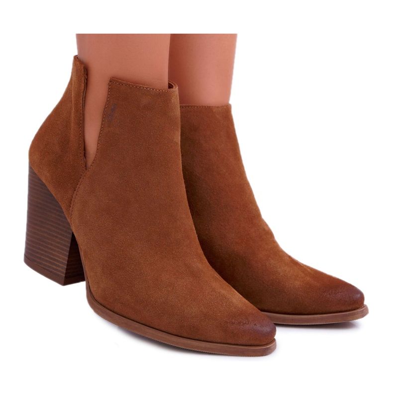 Bottes De Printemps Pour Femmes À Talons Hauts Cuir Daim Marron Nicole 2430 brun