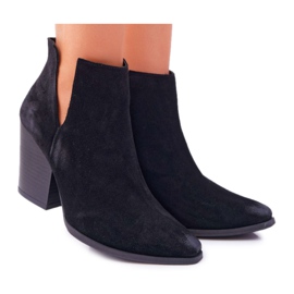 Bottes De Printemps Pour Femmes À Talons Hauts Cuir Daim Noir Nicole 2430