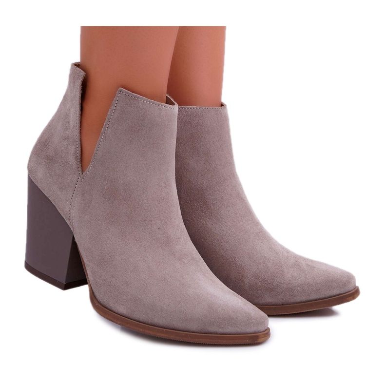 Bottes À Talons Hauts Pour Femmes Printemps Cuir Daim Cappuccino Nicole 2430 beige