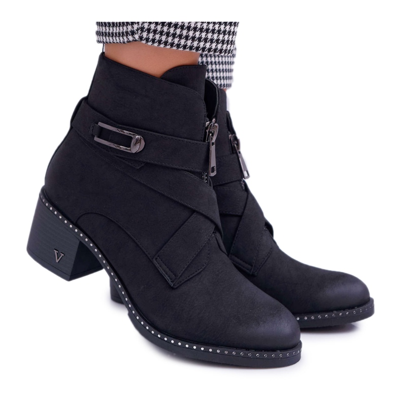 Vinceza Bottes à Talons Femme Daim Noir Brave le noir